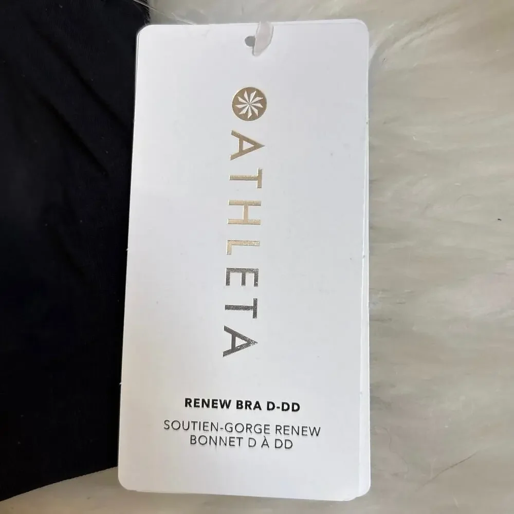 Athleta NWT Black Renew Compression Support Low Impact Sports Bra XS D-DD